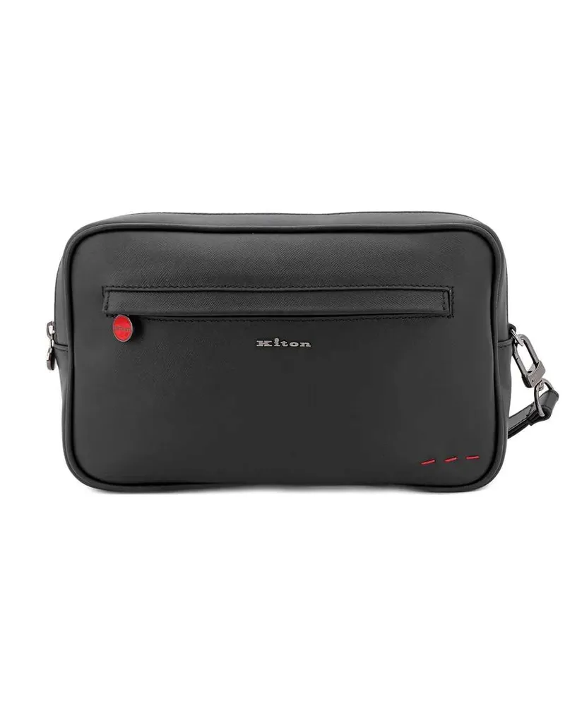 Kiton Clutch mit Reißverschluss Nero
