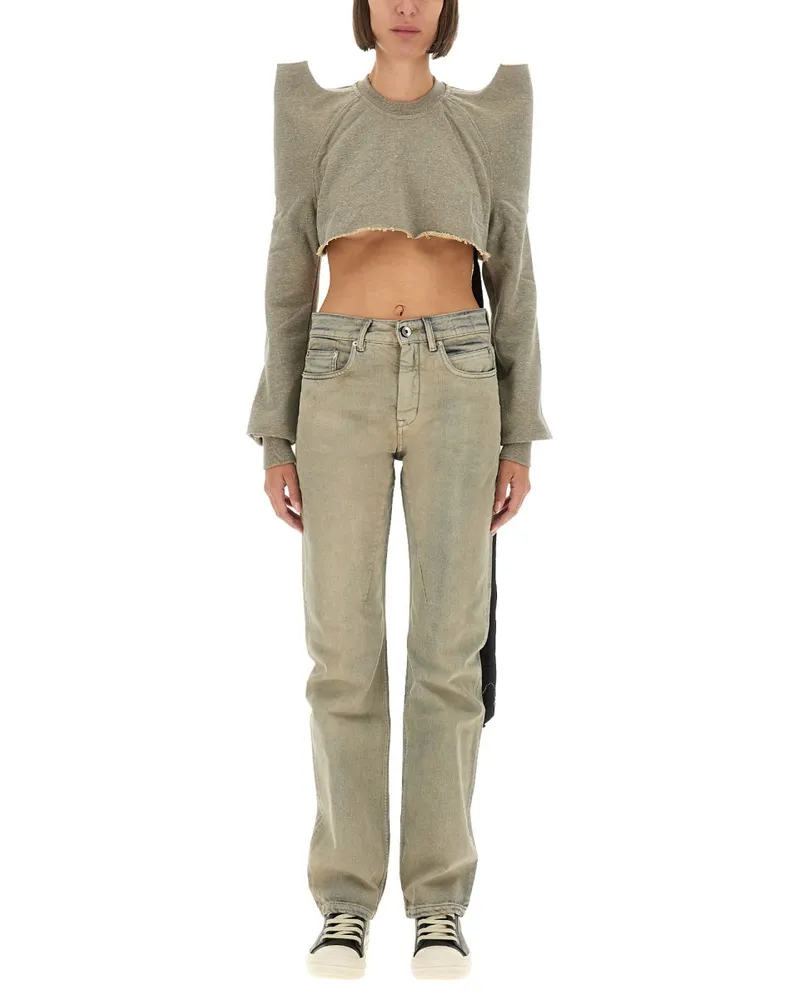 DRKSHDW by Rick Owens Cropped Tecsweat" Sweatshirt Grey