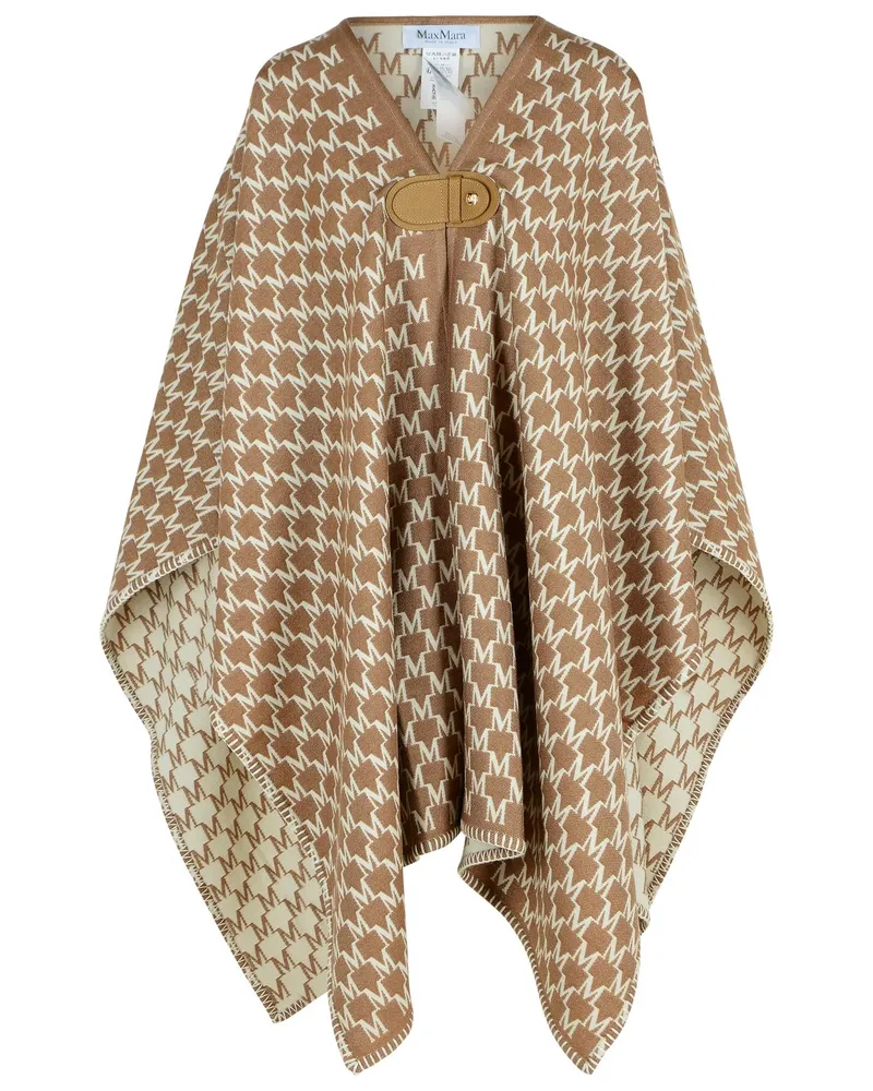Max Mara Editti' Kapuze in jungfräulicher Wolle und brauner Baumwolle Brown