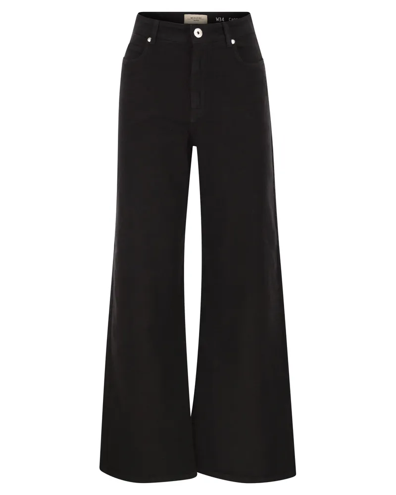 Weekend Max Mara Wkdmedina Hose mit weitem Bein aus Baumwolldrill Black