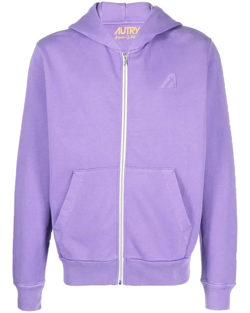 AUTRY Logo Cotton Hoodie Purple