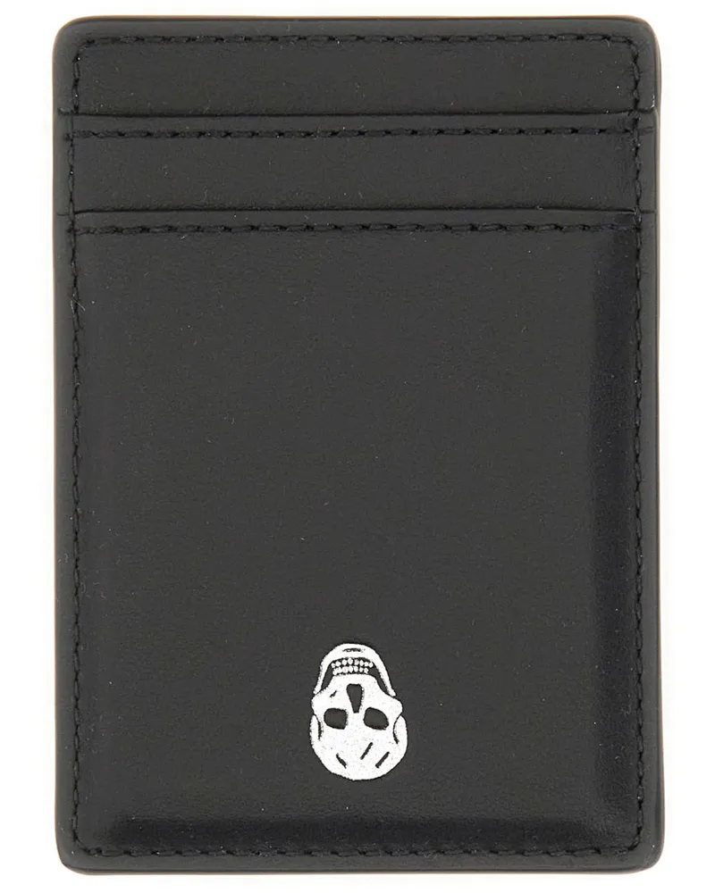 Alexander McQueen Alexander MC Queen Magnetic Card Halter "Schädel Black