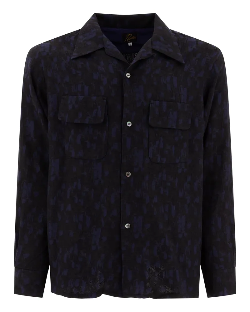 NEEDLES Nadeln "abstrakter Jacquard" -Hemd Blue