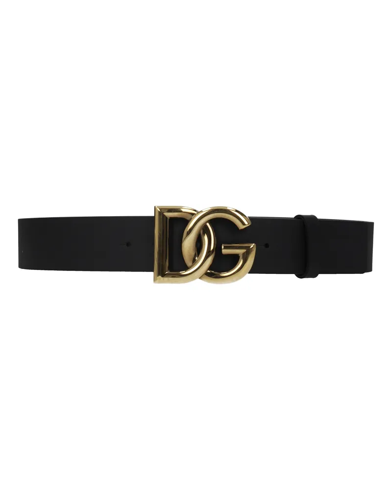 Dolce & Gabbana Männer 's Ledergürtel Schwarz/Gold -