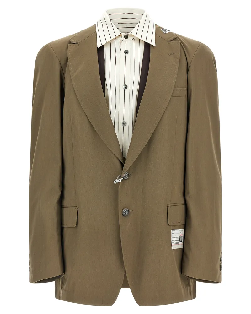 MIHARAYASUHIRO Blazer „Mix Layered Wool Gabardine“ von Green