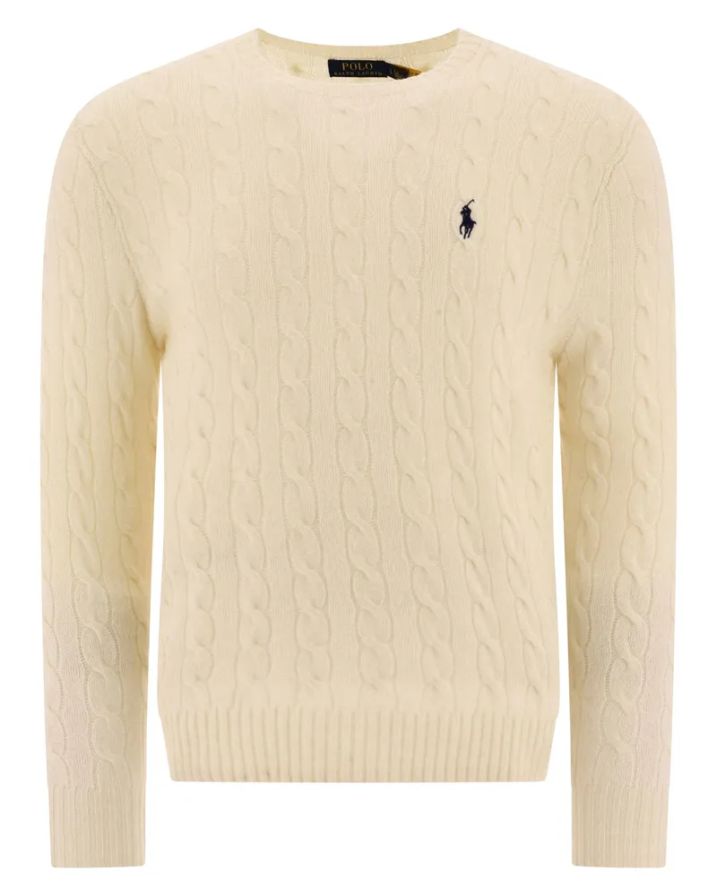 Ralph Lauren Pony" -Kabelstrickpullover Beige