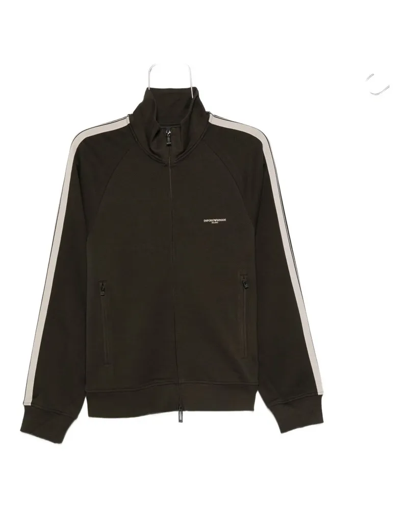 Emporio Armani Logo Cotton Reißverschluss -Sweatshirt Black