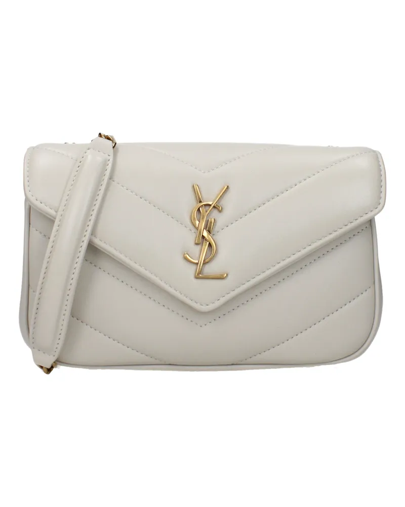 Saint Laurent Loulou Damens Umhängetasche aus hellbeige/cremefarbenem Leder -
