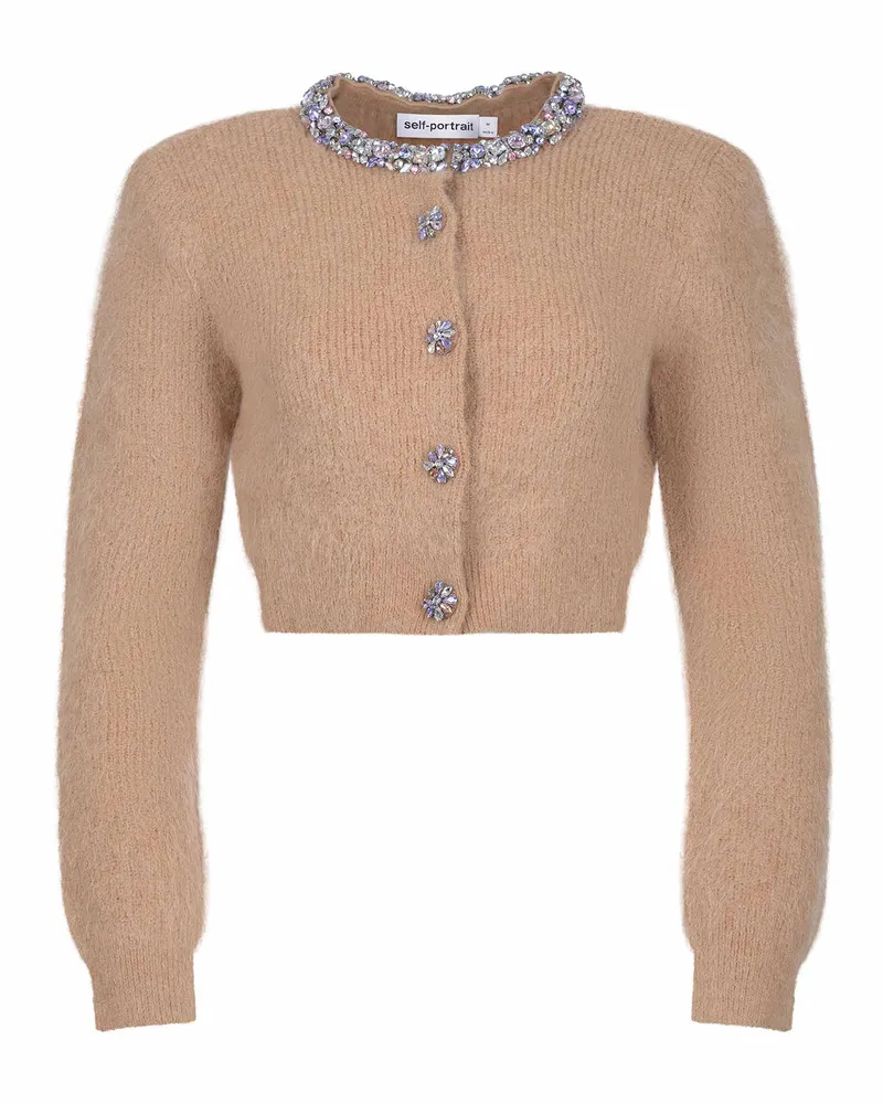 Self-Portrait Cardigan Self -Porträt aus Alpaka -Mischung Camel