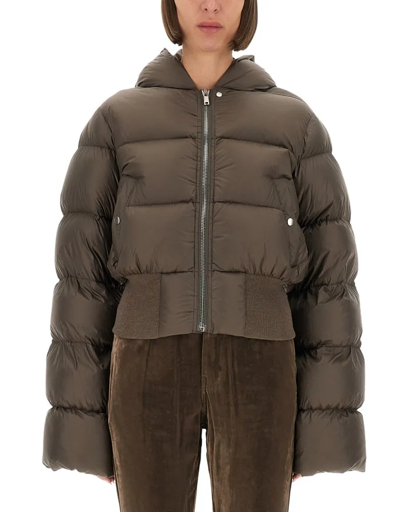 Rick Owens Down Jacke mit Kapuze Brown