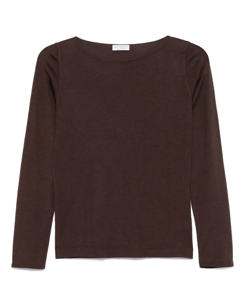 Brunello Cucinelli Kaschmirboot -Hals -Pullover Brown