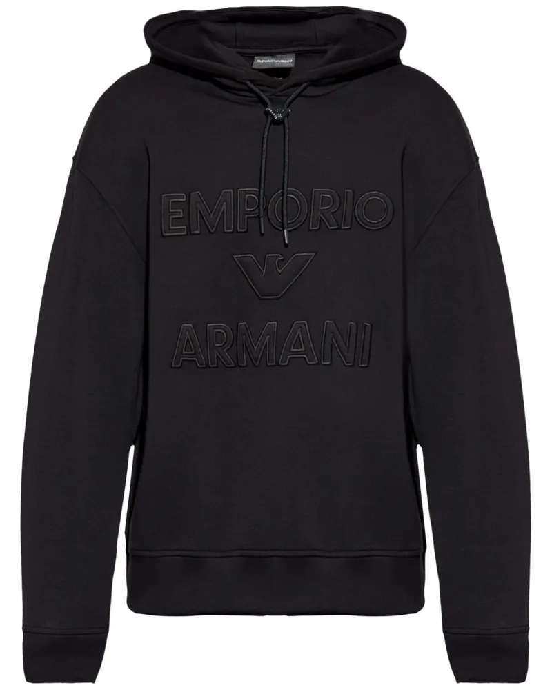 Emporio Armani Logo Baumwoll Hoodie Black