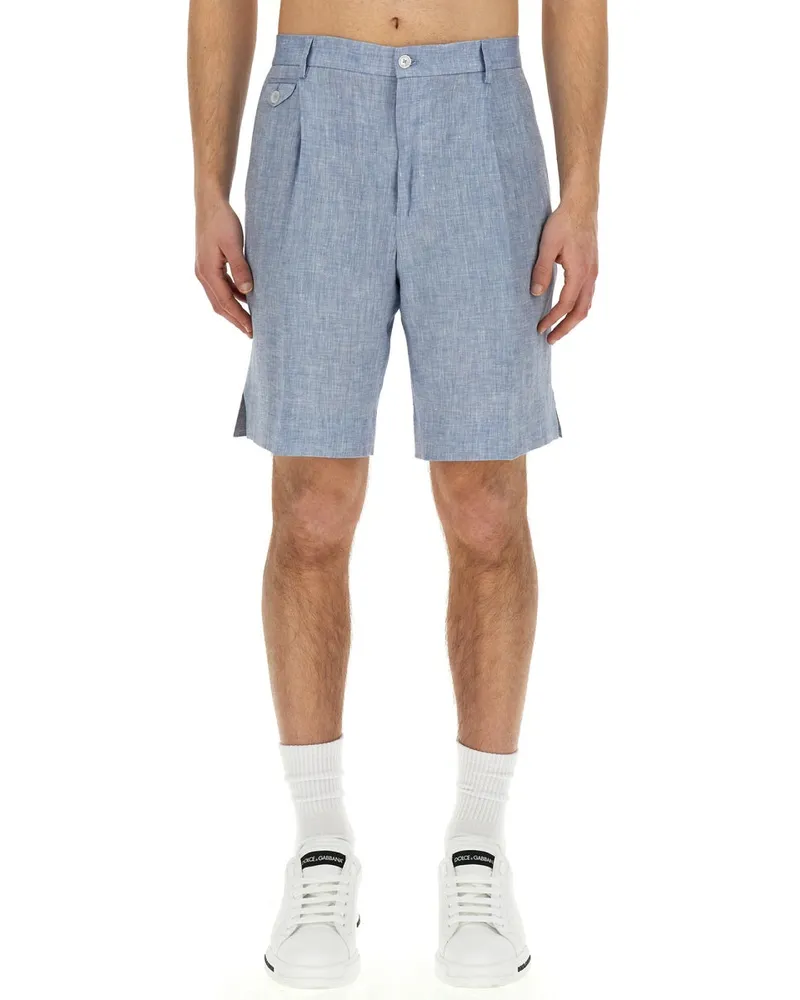 Dolce & Gabbana Leinen -Bermuda -Shorts Azure