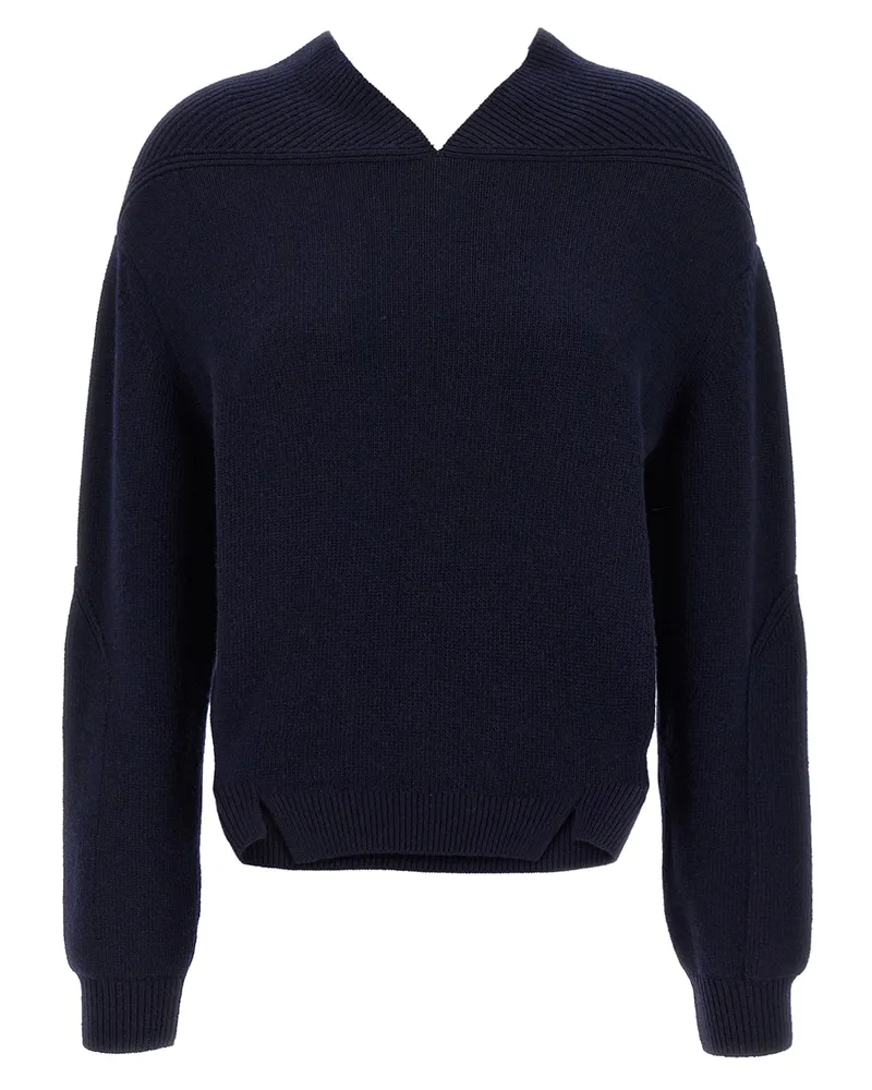Victoria Beckham V Neck Joch Detail' Pullover Blue