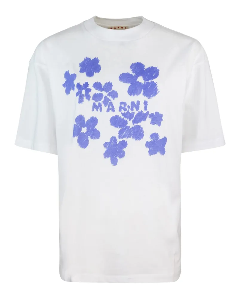Marni T Shirt Con Stampa Floreale Bianca White