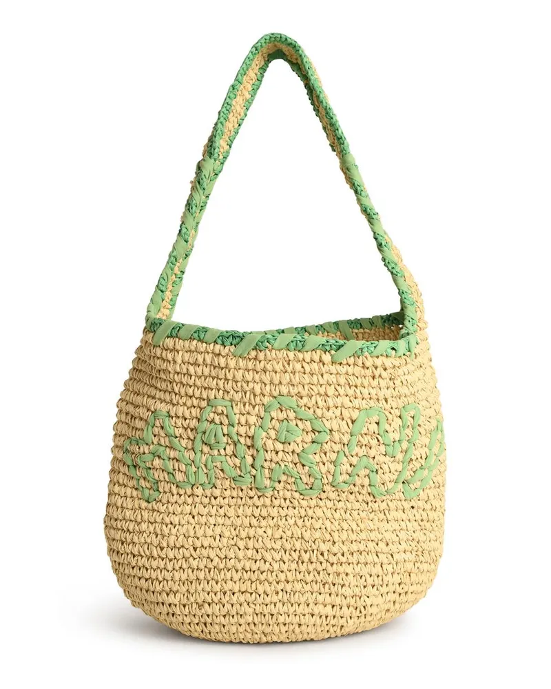 Marni Small 'Nassa' Bag in Green Natural Raffia Beige