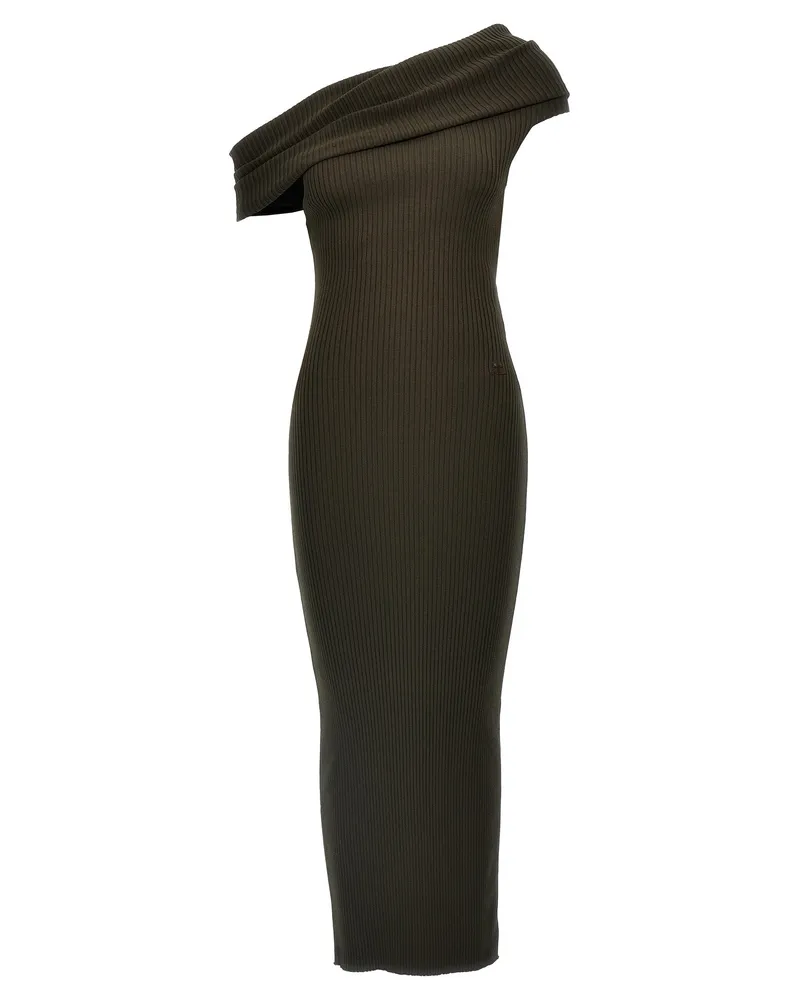 Courrèges Courreves 'Twist Rib Strick Long' Kleid Brown
