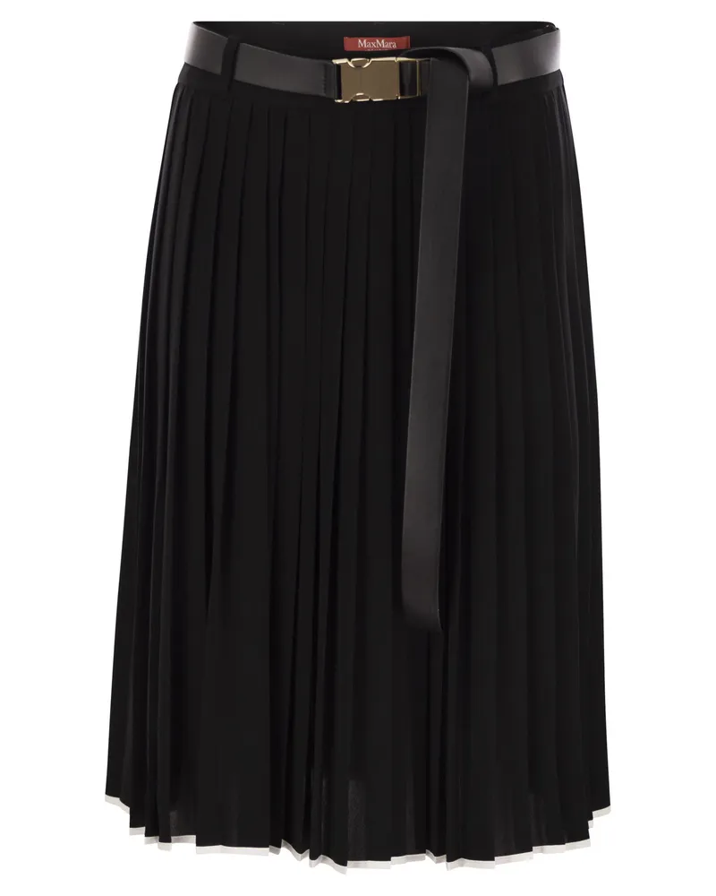 Max Mara Savana Faltenrock mit Gürtel Black