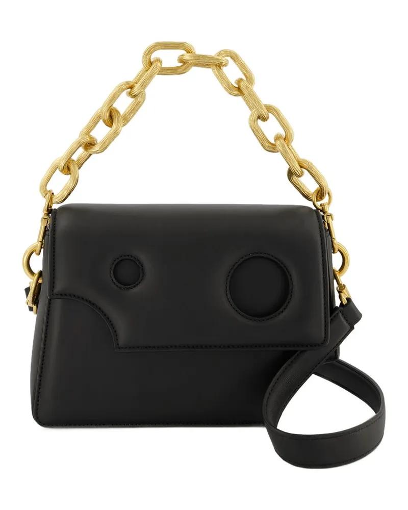 OFF-WHITE Burrow 24 Hobo -Tasche aus weißem Schwarz/klarem Leder Schwarz