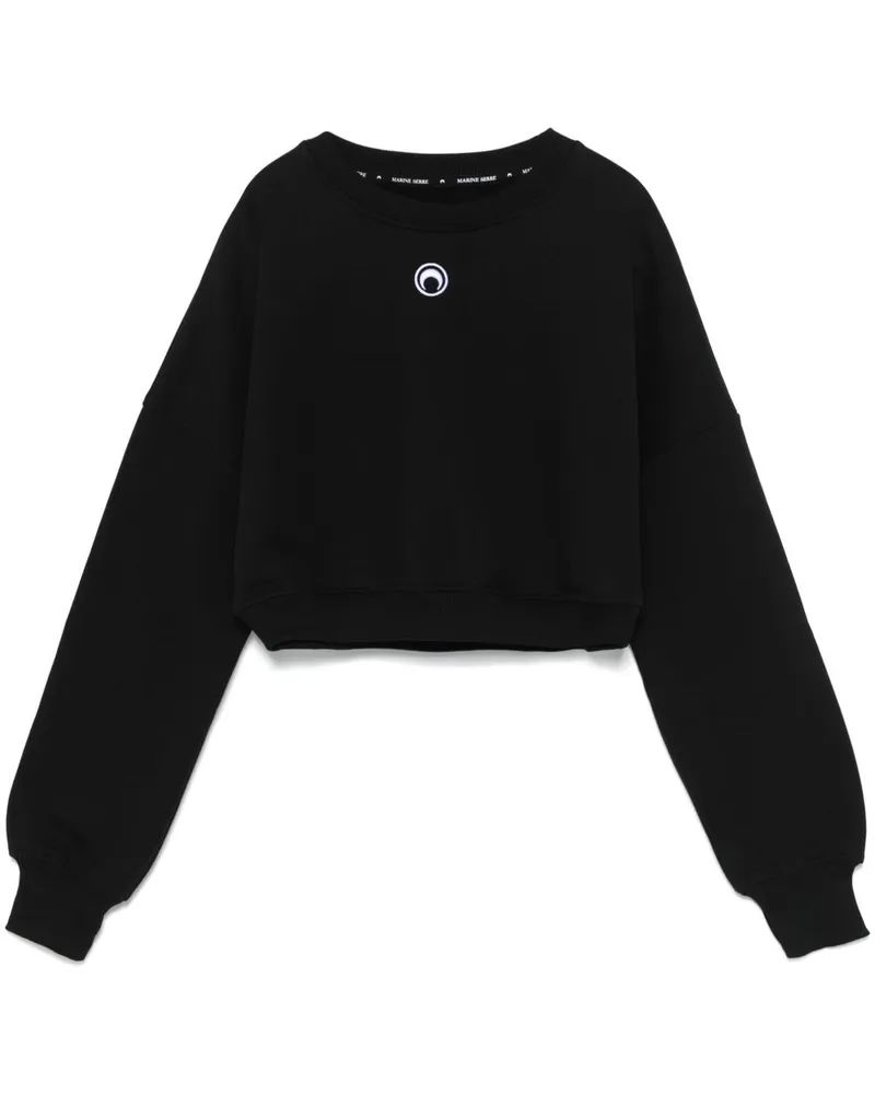 Marine Serre Moon beschnittene Sweatshirt Black