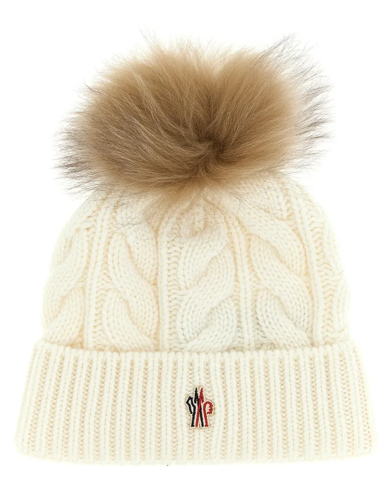 Moncler Pompon geflochtene Mütze White
