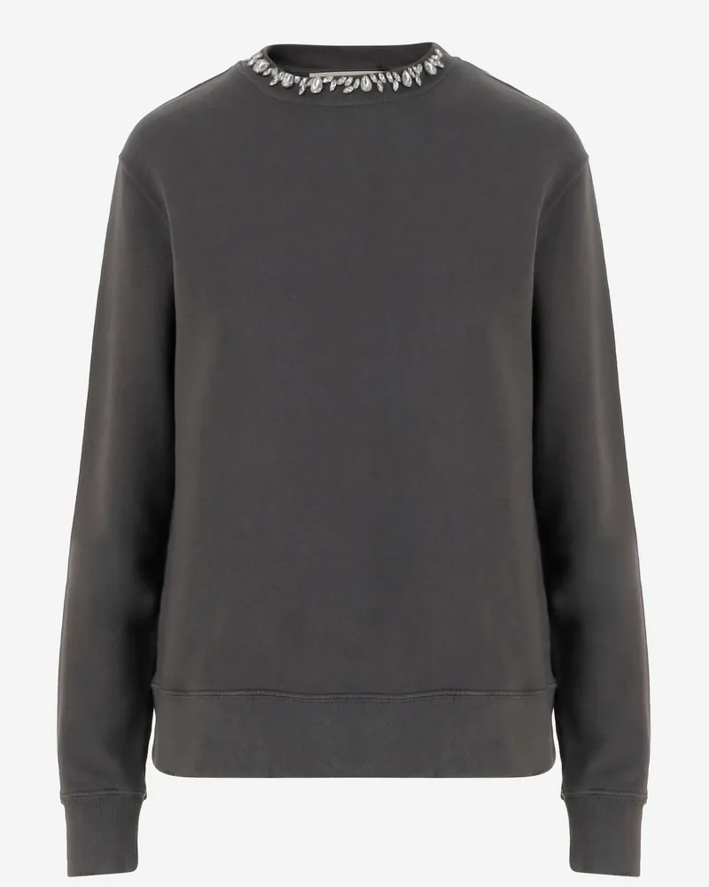 Golden Goose Golden Gans Baumwoll -Sweatshirt mit Kristallen Grey