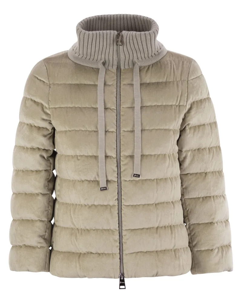 Herno Resort Hood in staubiger Samt Beige