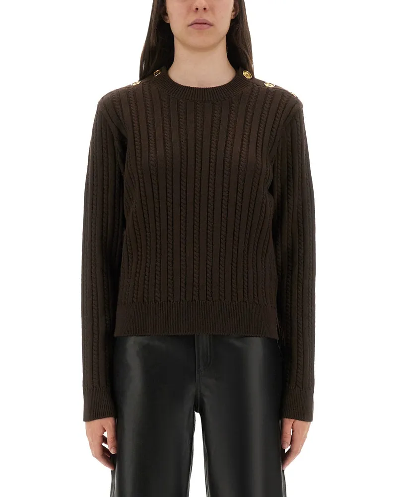 Golden Goose Golden Gans Wollpullover mit Knopfdetails Brown