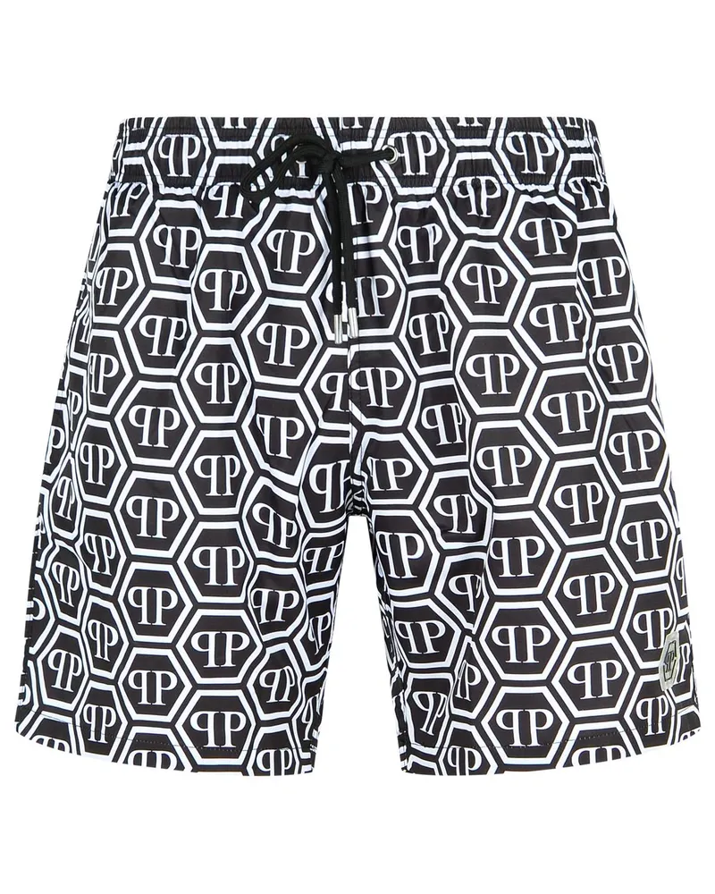 Philipp Plein Black Polyester Badeanzug Black