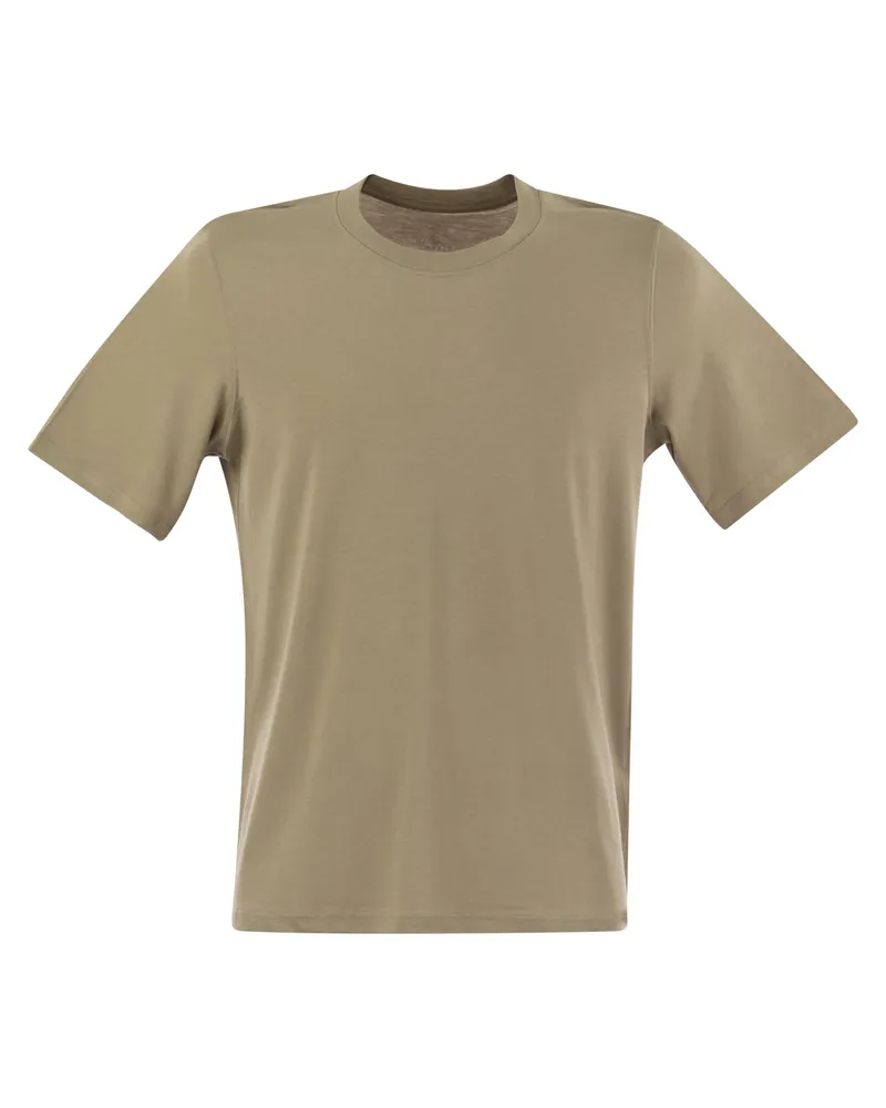 Majestic Majestätische Kurzarm -T -Shirt in Lyocell und Baumwolle Sand