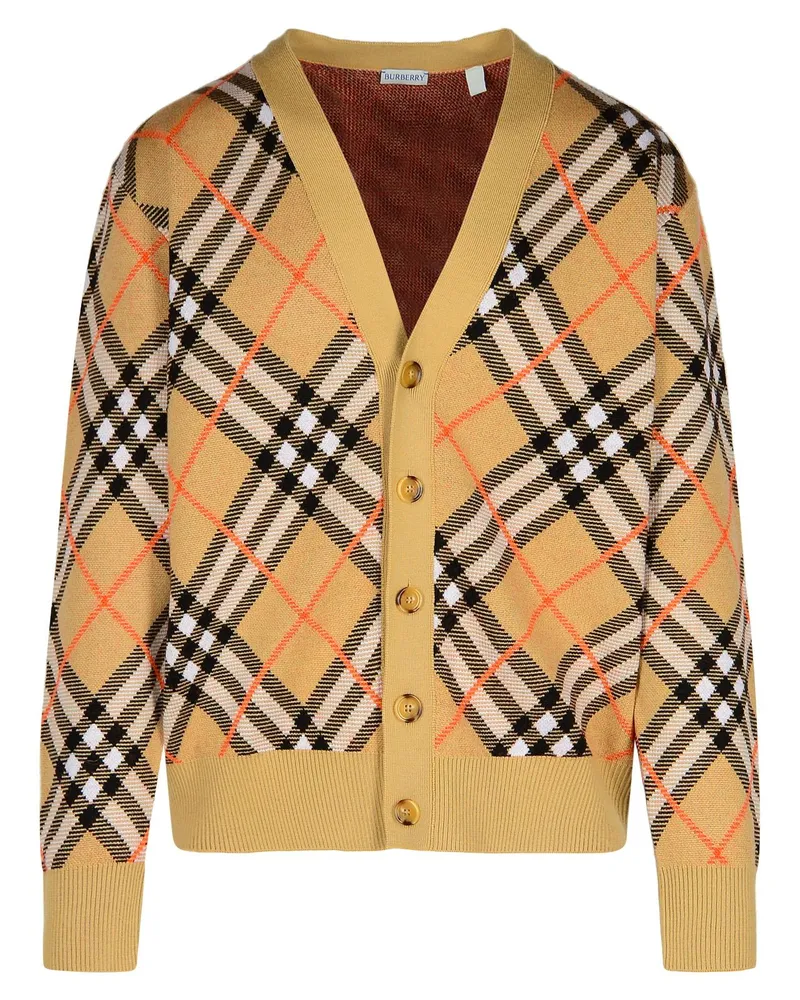 Burberry Check' Beige Wool Cardigan Beige