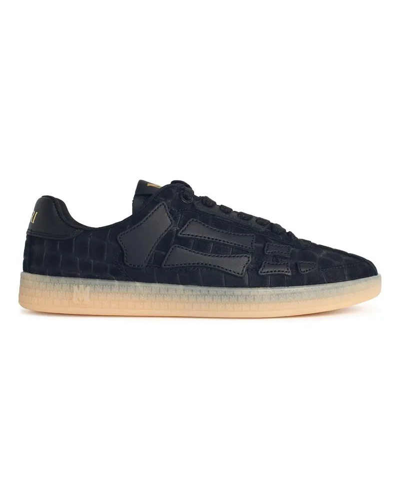 Amiri Croc Bones' schwarze Wildleder -Turnschuhe Black