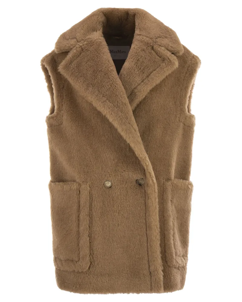 Max Mara Breda1234 Teddy-Weste aus Kamel und Seide Camel