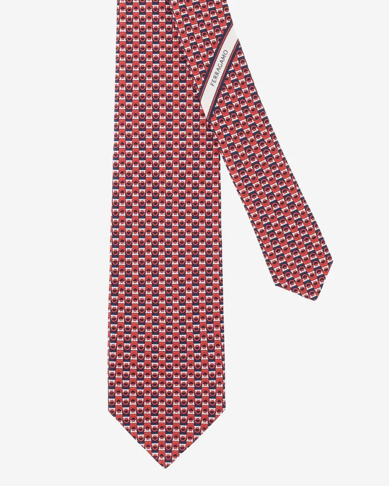 Ferragamo Seidenkrawatte mit geometrischem Muster Red