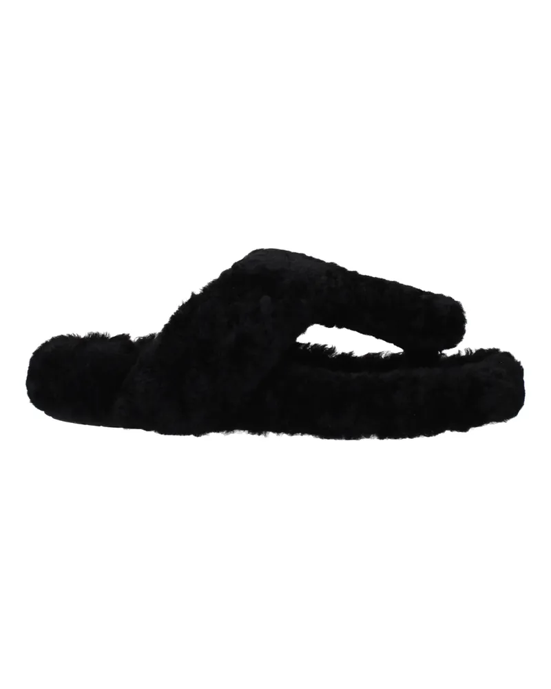 Loewe Damens Fellpantoffeln und Clogs Schwarz -