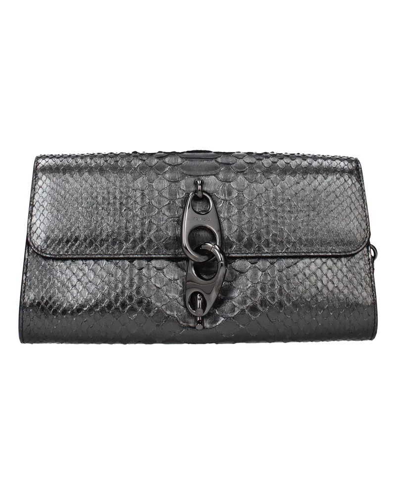 Tom Ford Damens Clutch aus Pythonleder in Silber/Schwarz -