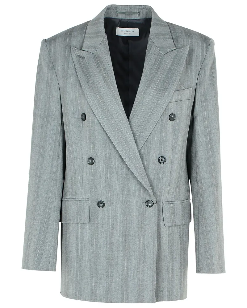 SPORTMAX Merlot' Grey Virgin Woll Blend Blazer Grey
