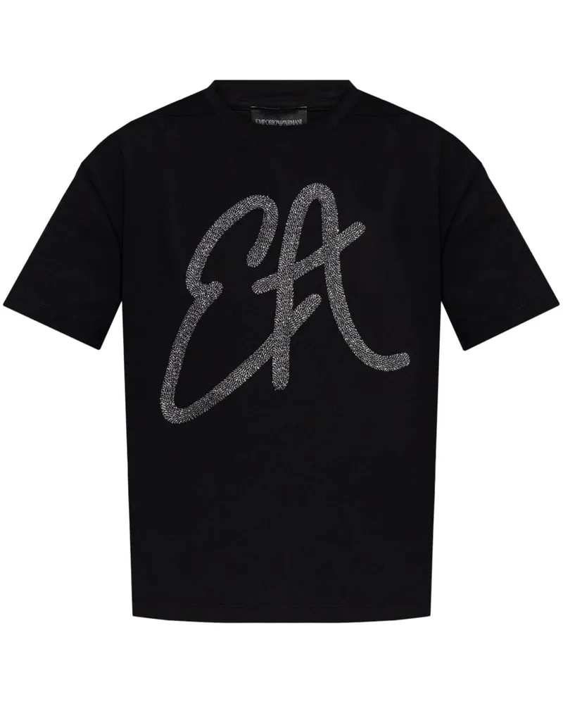 Emporio Armani Logo Baumwoll -T -Shirt Black