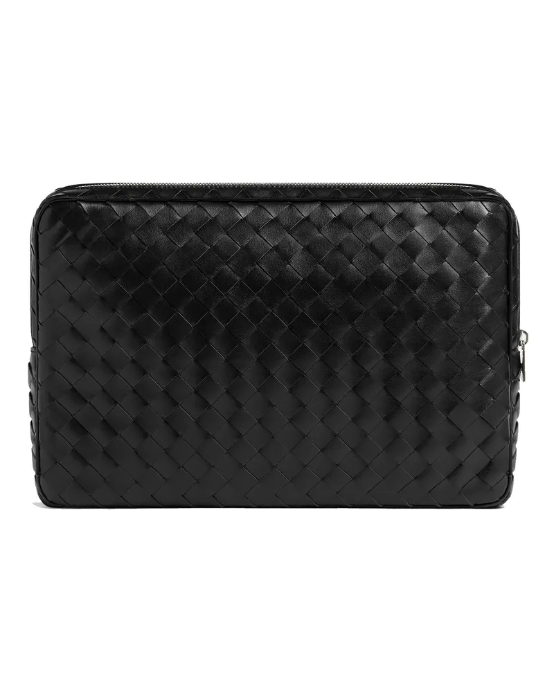 Bottega Veneta Intrecciato Reißverschluss Laptop -Hülle Tasche Black