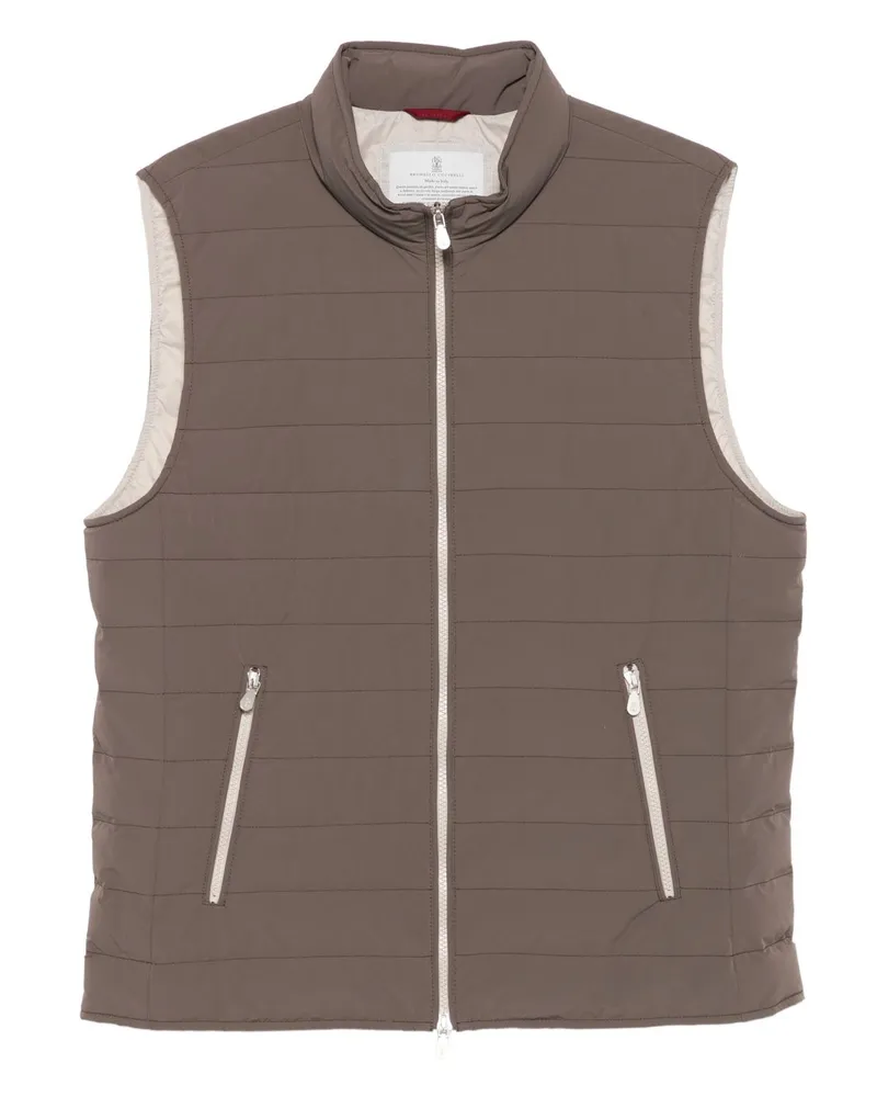 Brunello Cucinelli Nylon Down Jacke Brown