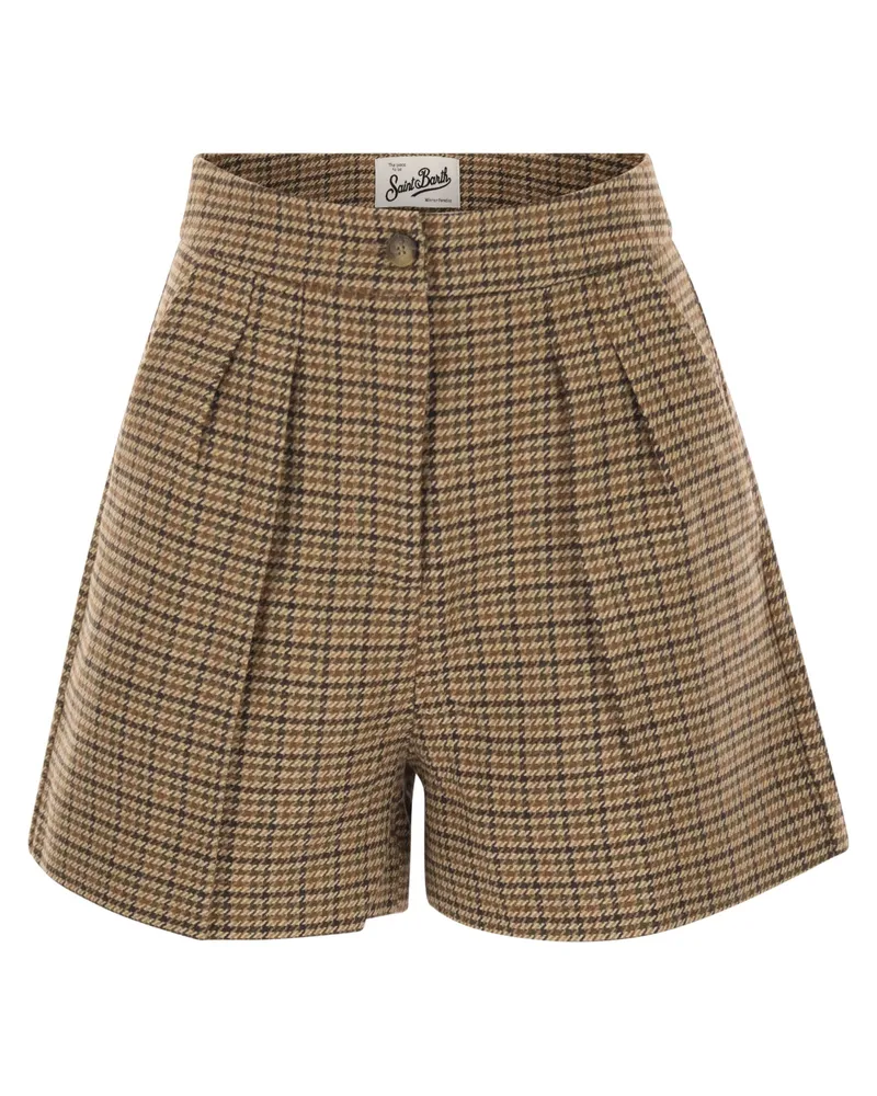 MC2 Saint Barth Aya Pied De Poule gemusterte Shorts Beige