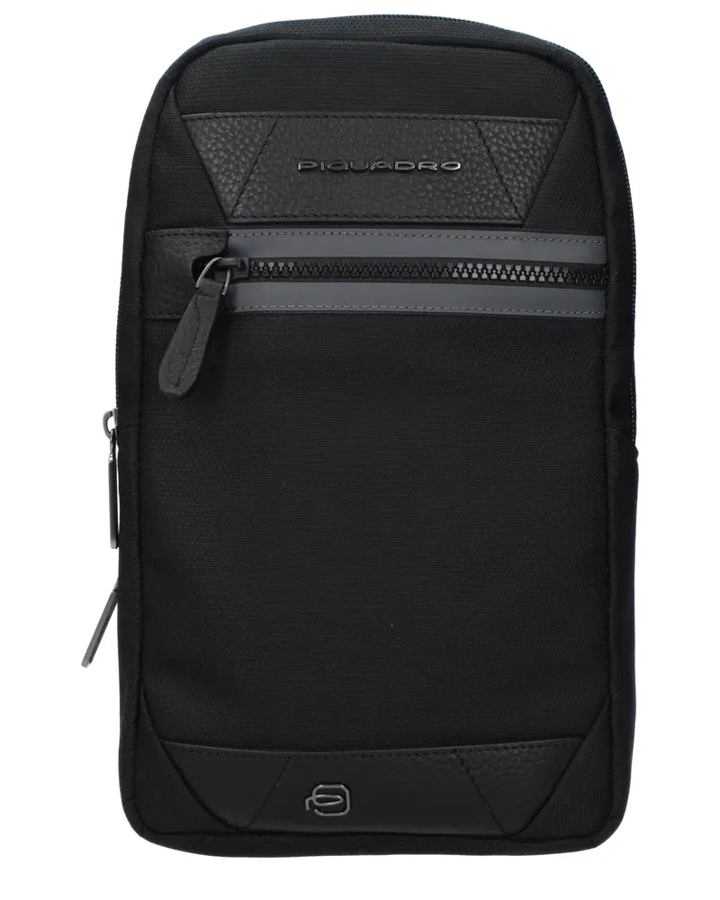 Piquadro Herrens Umhängetasche Stoff Schwarz -