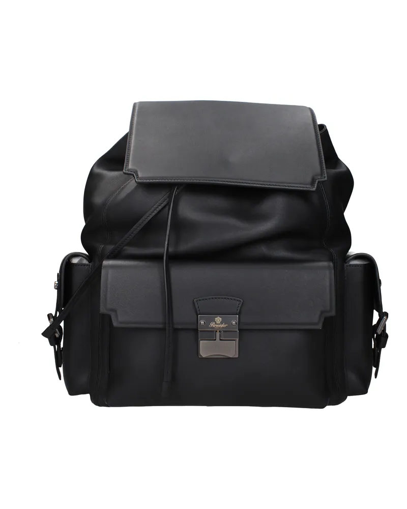 Pineider Herrens Lederrucksäcke und Messenger Bags Schwarz -
