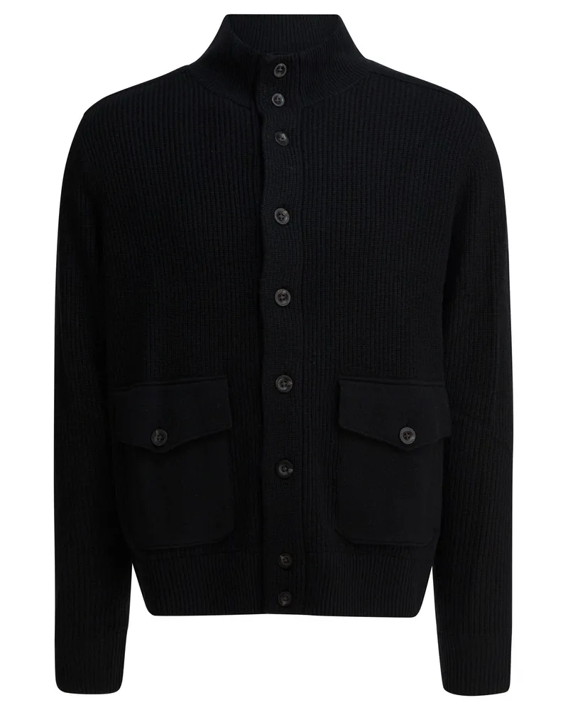 Ralph Lauren Woll-Cardigan mit Stehkragen Black