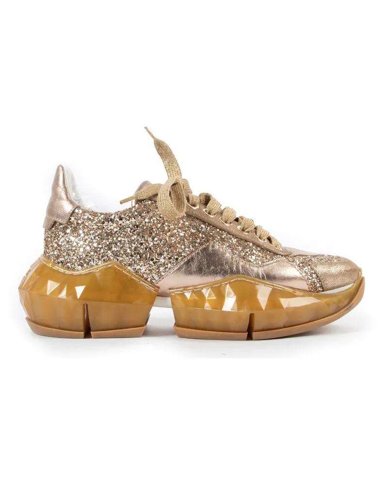 Jimmy Choo Diamond glitzerte Turnschuhe Gold