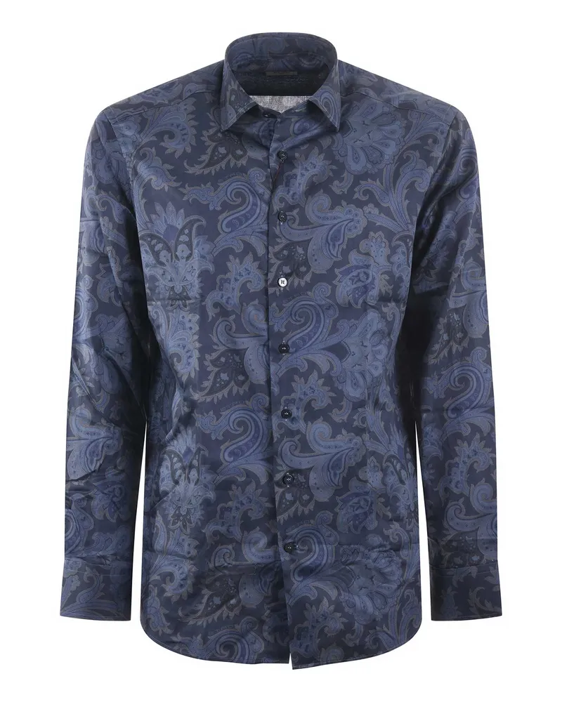 Etro Shirt in Jacquard Baumwolle Blue