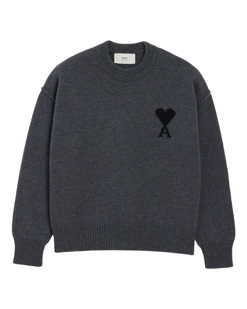 AMI Paris Ami De Coeur Wollpullover Grey