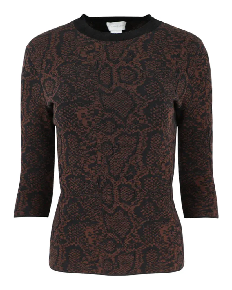 Stella McCartney Brown/schwarze strukturierte Schlangenhaut Jacquard Top 2173