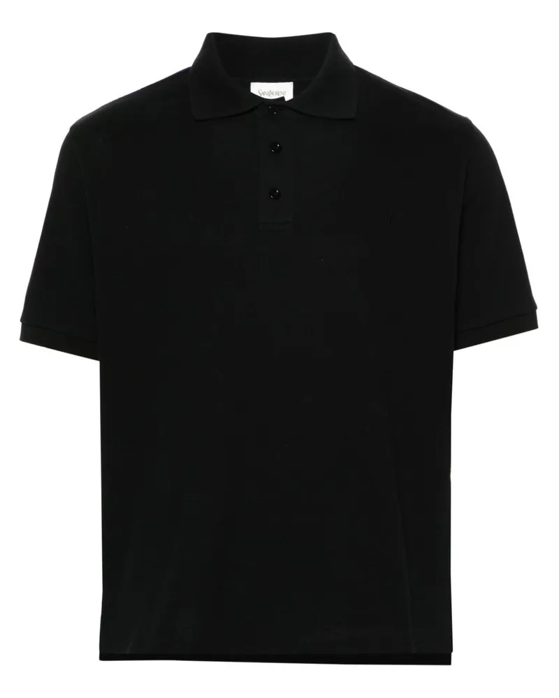 Saint Laurent Piquet Cotton Polo -Hemd Black