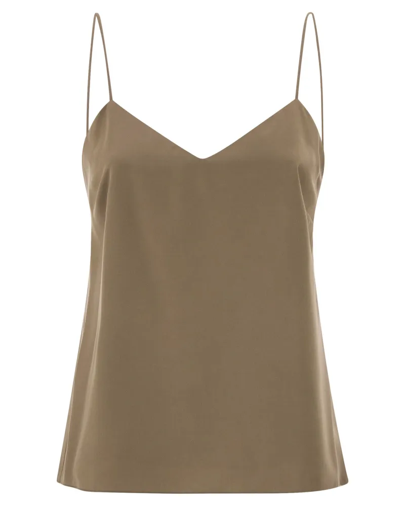 Max Mara Mxmunghia Seiden-Canvas-Oberteil Hazelnut